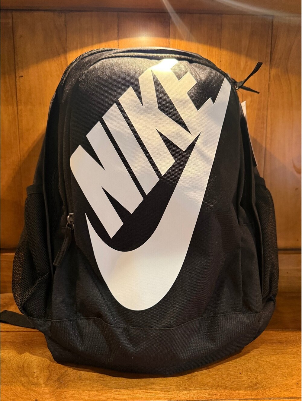 New Nike Black Backpack with Large White Logo